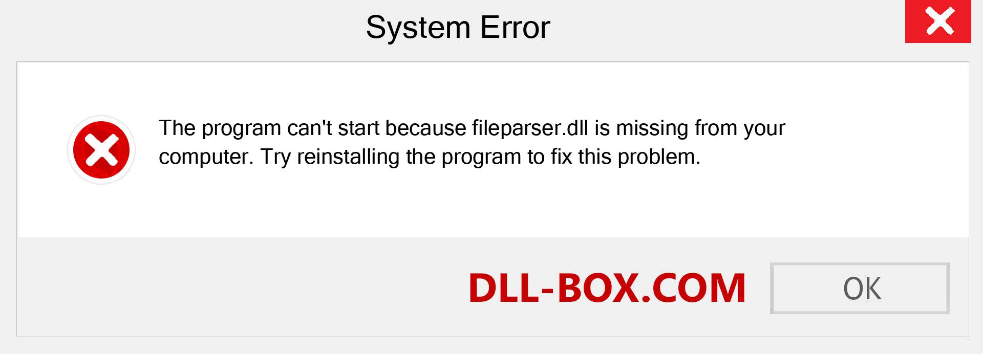  fileparser.dll file is missing?. Download for Windows 7, 8, 10 - Fix  fileparser dll Missing Error on Windows, photos, images